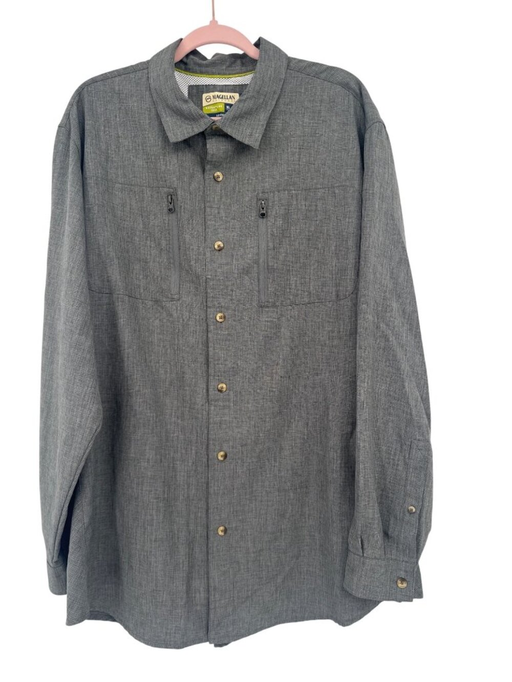 Magellan Outdoors  mens Gray Loose Fit Long Sleeve Shirt XL fishing hiking